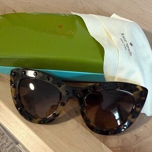 Kate Spade Luann sunglasses cat eye black rhinestones tortoiseshell style.